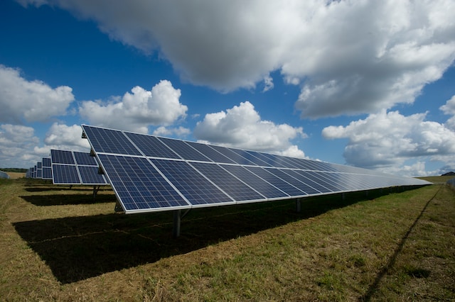 solar panel on green field