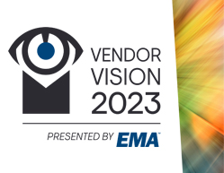 Text: Vendor Vision 2023 Presented by EMA | Graphic: abstract image of eyeball