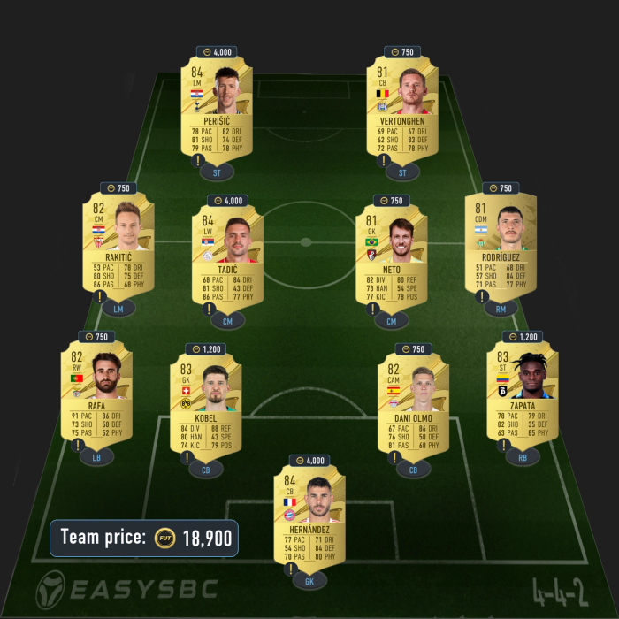 82+ x10 upgrade sbc solution 83-rated squad