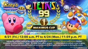 Tetris 99 33rd Maximus Cup annoncerer med Kirby's Return to Dream Land Deluxe-tema