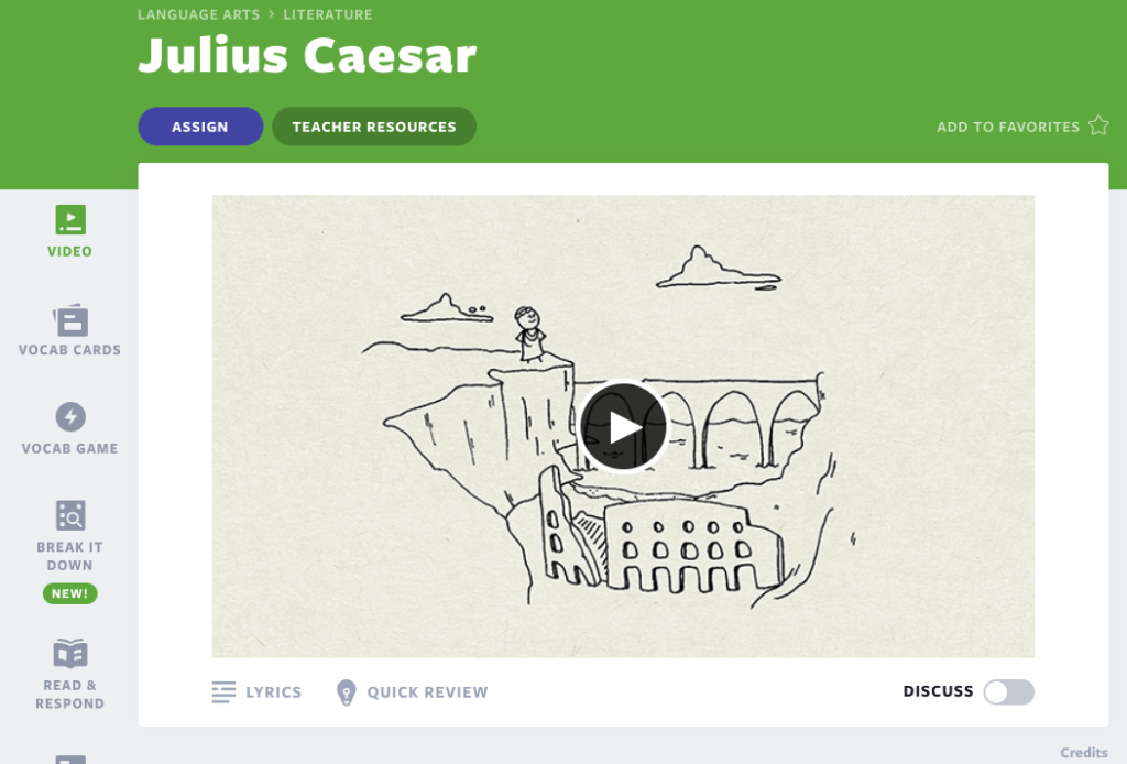Julius Caesar opetusvideon oppitunnin kansi