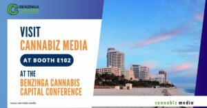 在 Benzinga Cannabis Capital 会议期间访问 E102 展位的 Cannabiz Media | 大麻媒体