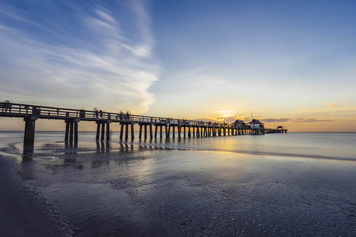 sunset over Naples Pier in Florida