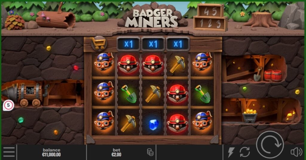 Badger Miners slot reels by Yggdrasil Gaming
