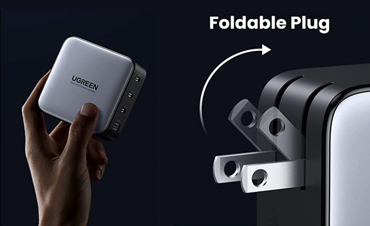 Foldable plug prongs laptop charger