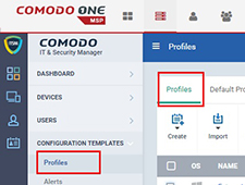 Comodo One. Mengkonfigurasi profil di ITSM