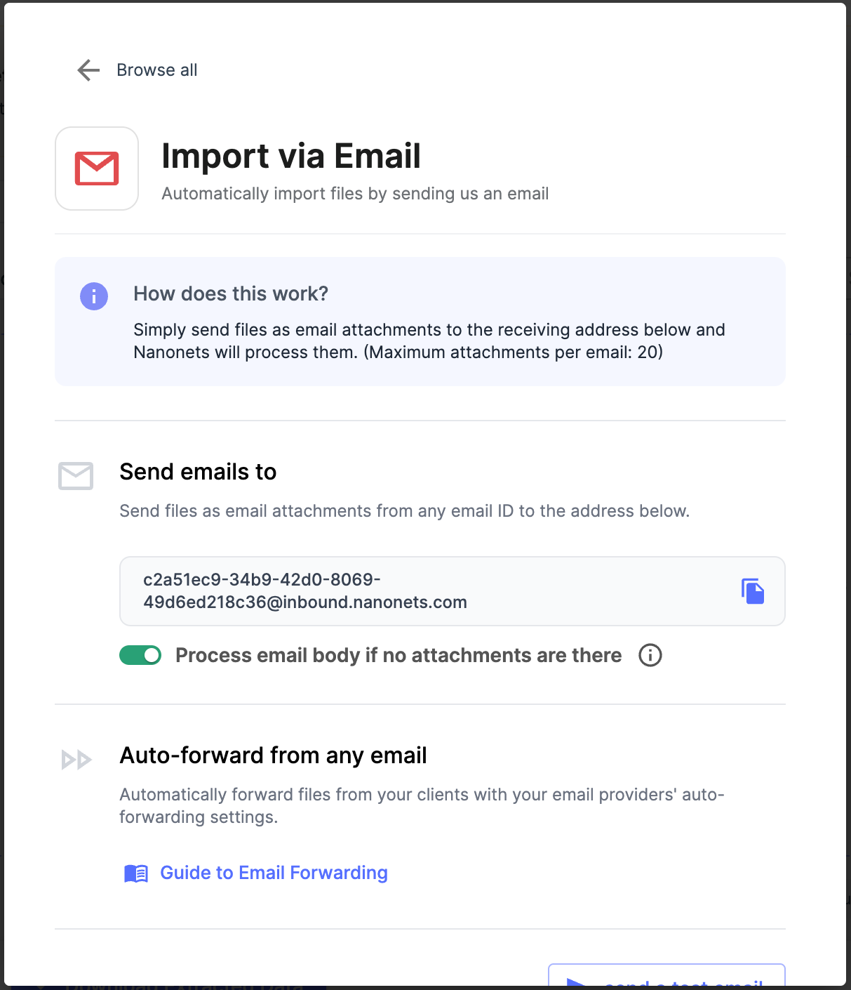 E-mailek importálása