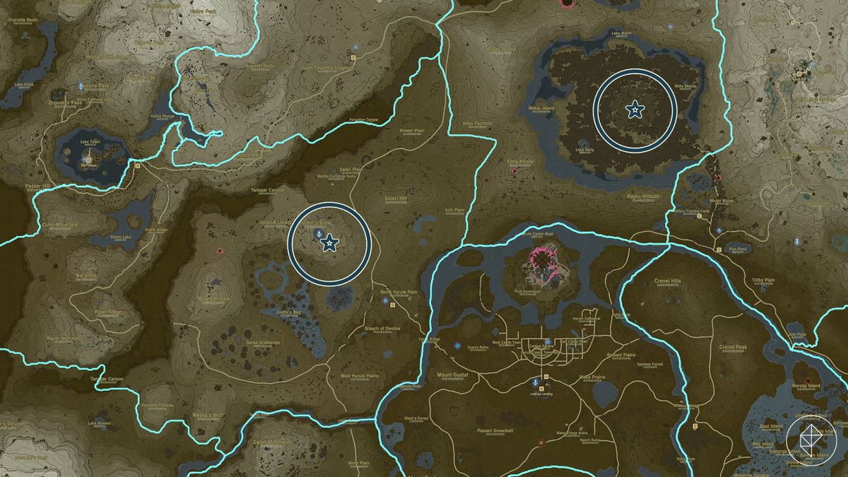 Sword Phantom Ganon locations on the map of Hyrule in The Legend of Zelda: Tears of the Kingdom