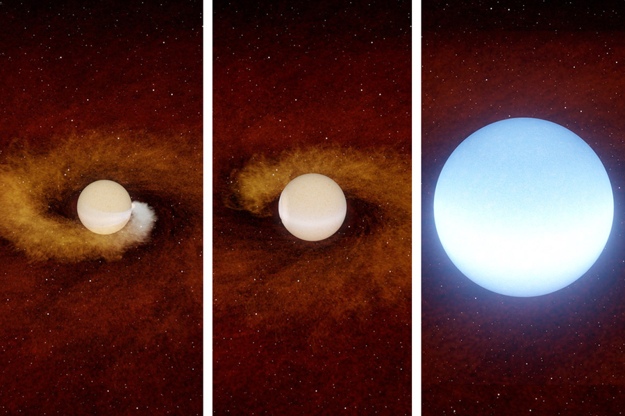 首先，天文学家发现一颗恒星吞噬了一颗行星