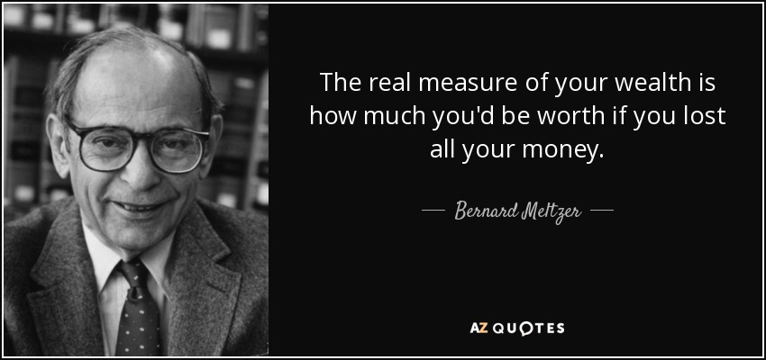 Bernard Meltzer quote: The real measure of your wealth is how much you'd...