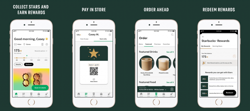 Aplikasi Starbucks menunjukkan tindakan personalisasi