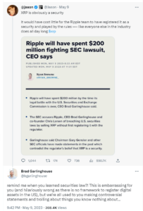 CEO School ของ Ripple วิจารณ์ Twitter เกี่ยวกับกฎระเบียบด้านสินทรัพย์ดิจิทัล