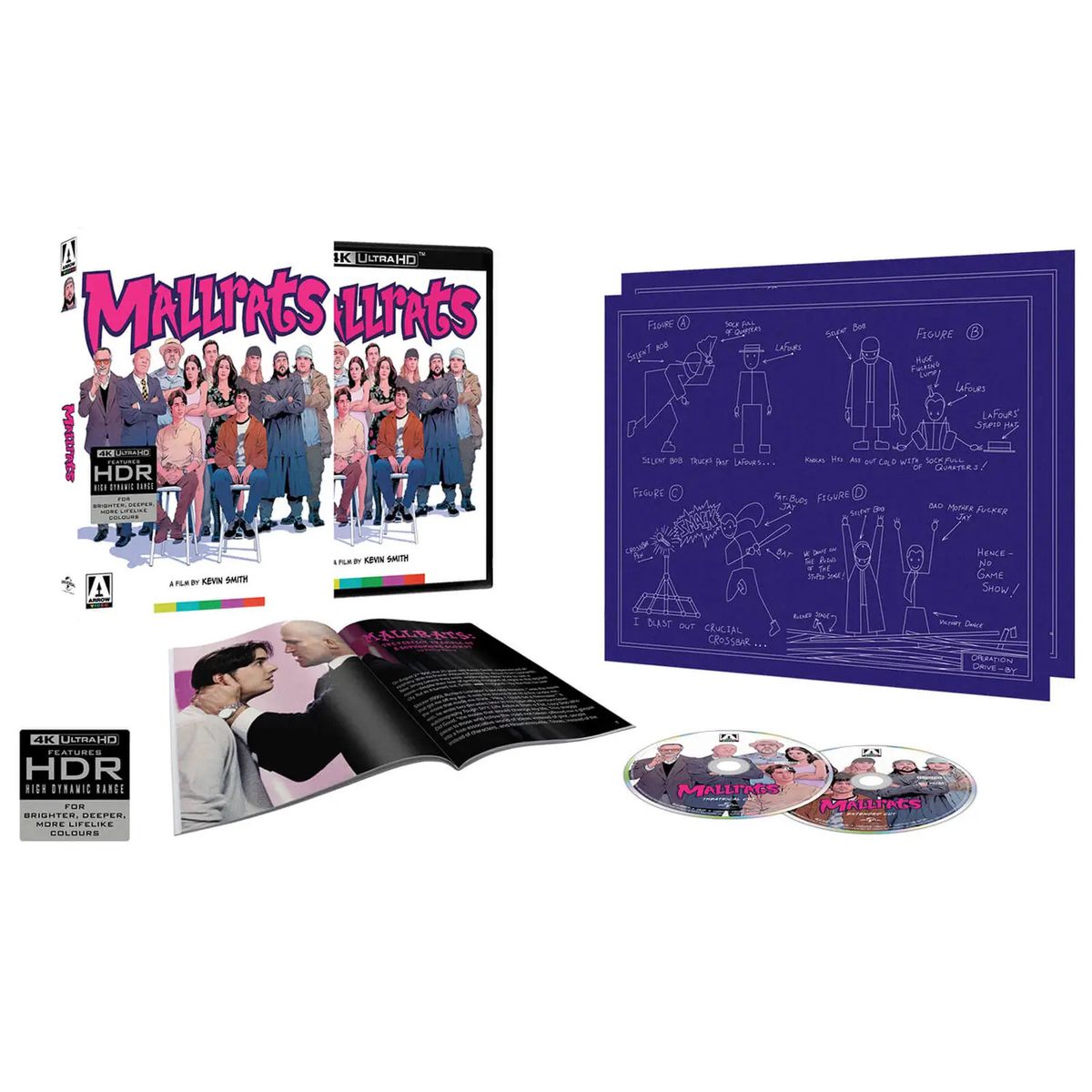 Спеціальне видання відео «Mallrats from Arrow», яке включає кілька дисків Blu-ray, буклет і схему Джея та Мовчазного Боба.