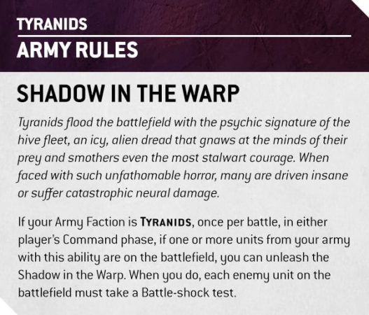 Warhammer 40k Tyranids Faction Focus Shadow in the Warp Army Rule