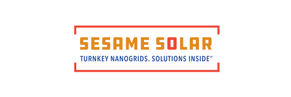 Logotip za Sesame Solar, oranžna, rdeča in modra