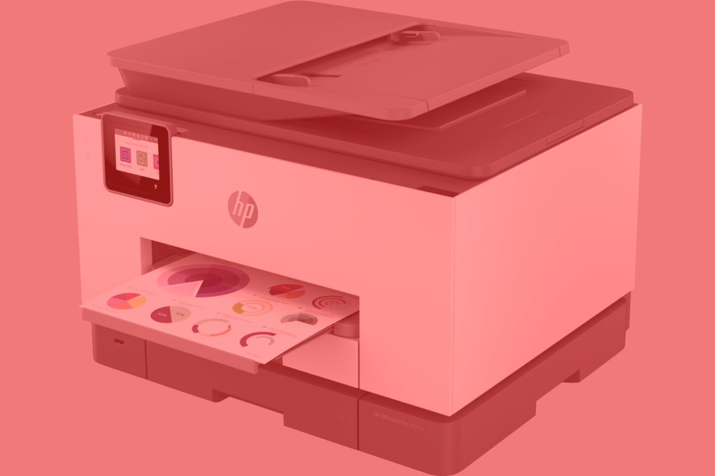 HP printer with a red overlay filter