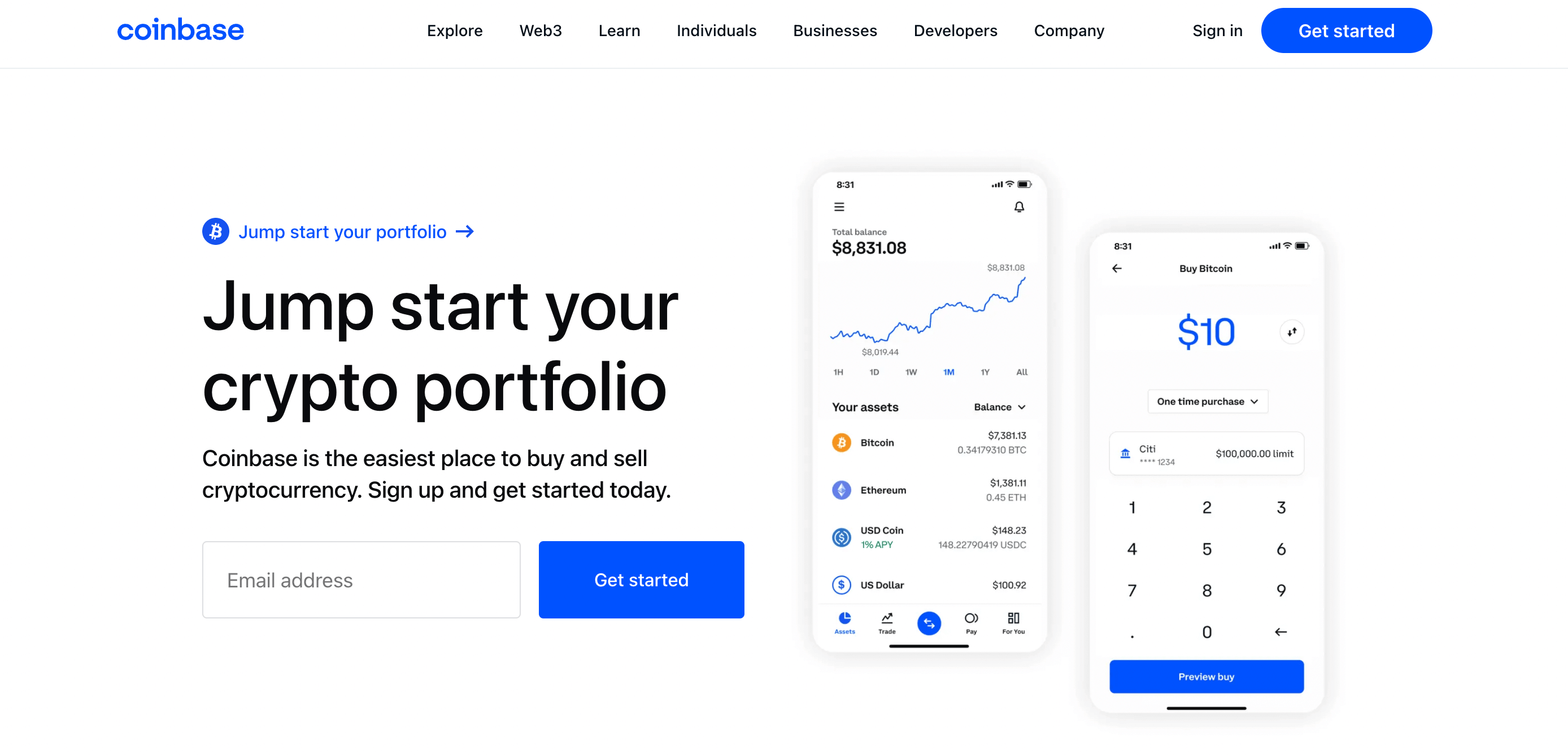 1. Best Exchanges for New Starters: Coinbase