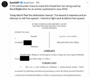 Crypto Detective ZachXBT Vows to Defend Free Speech Amid MachiBigBrother's Lawsuit