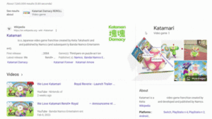 Google search now has a Katamari game where you roll up the results