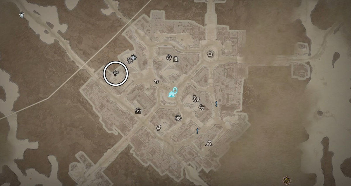 Occultist location on a map in Kyovashad in Diablo 4 / IV.
