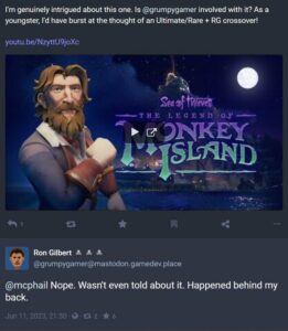 O criador de Monkey Island não tinha ideia de que o crossover de Sea of ​​Thieves estava acontecendo
