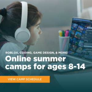 Camps d'été en ligne pour les 8 à 14 ans : Roblox, codage, conception de jeux, et plus encore !