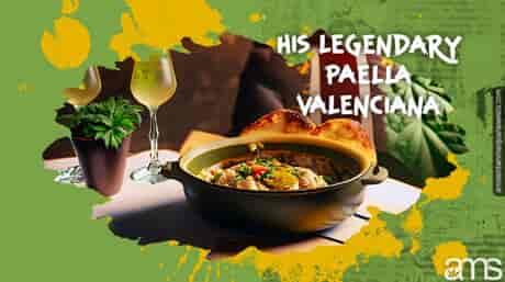 Paellia Valenciana가 놓인 테이블