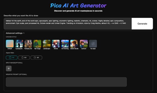 Trình tạo nghệ thuật Pica AI trực tuyến: Tạo tác phẩm nghệ thuật AI tuyệt đẹp trong vài giây