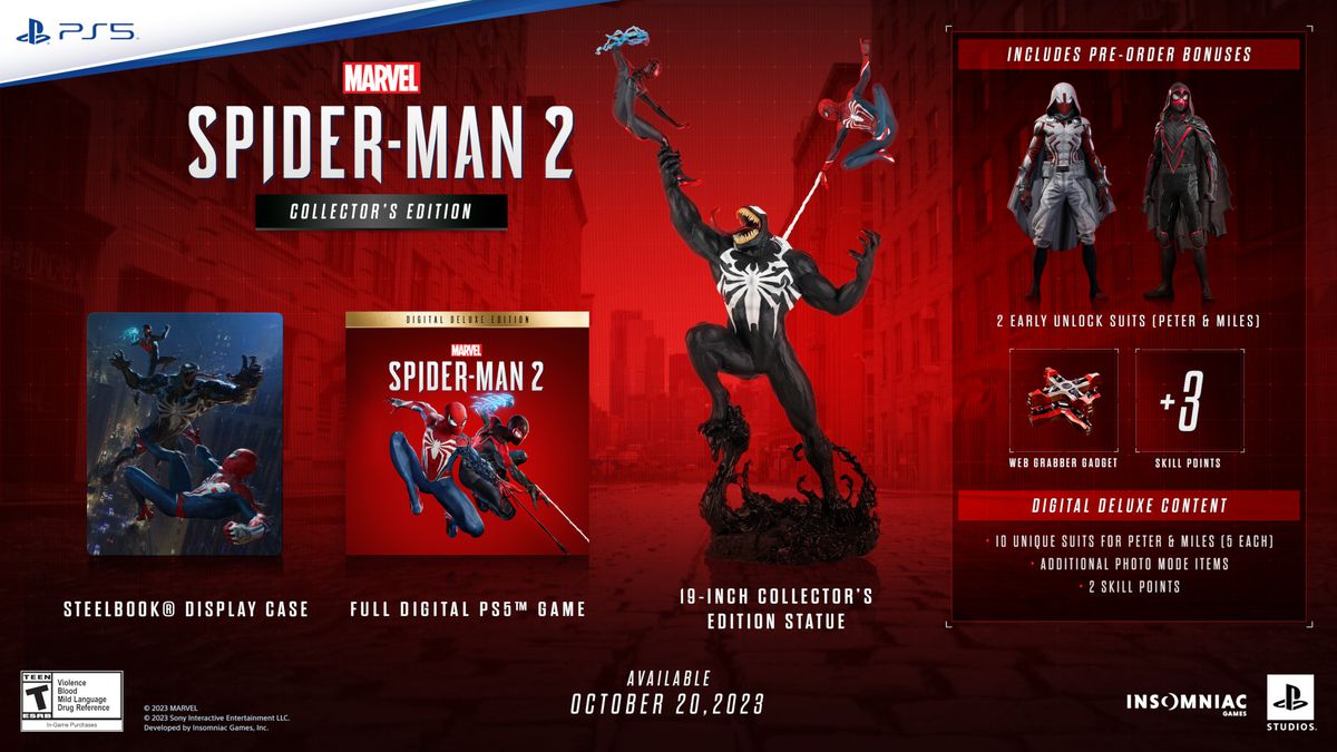 The Marvel’s Spider-Man 2 Collector’s Edition, complete with giant Venom statue