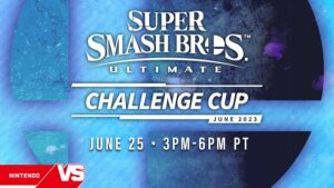 Super Smash Bros. Ultimate Challenge Cup junho de 2023 participantes que selecionaram Online, Smash, Official Tourney Qualifiers no Super Smash Bros. Ultimate durante o período do torneio podem sair com dois ingressos para o Nintendo Live