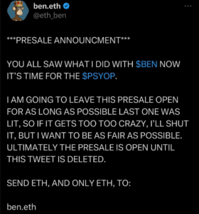 Third Time's a Charm? Ben.eth Launches New Memecoin, $LOYAL