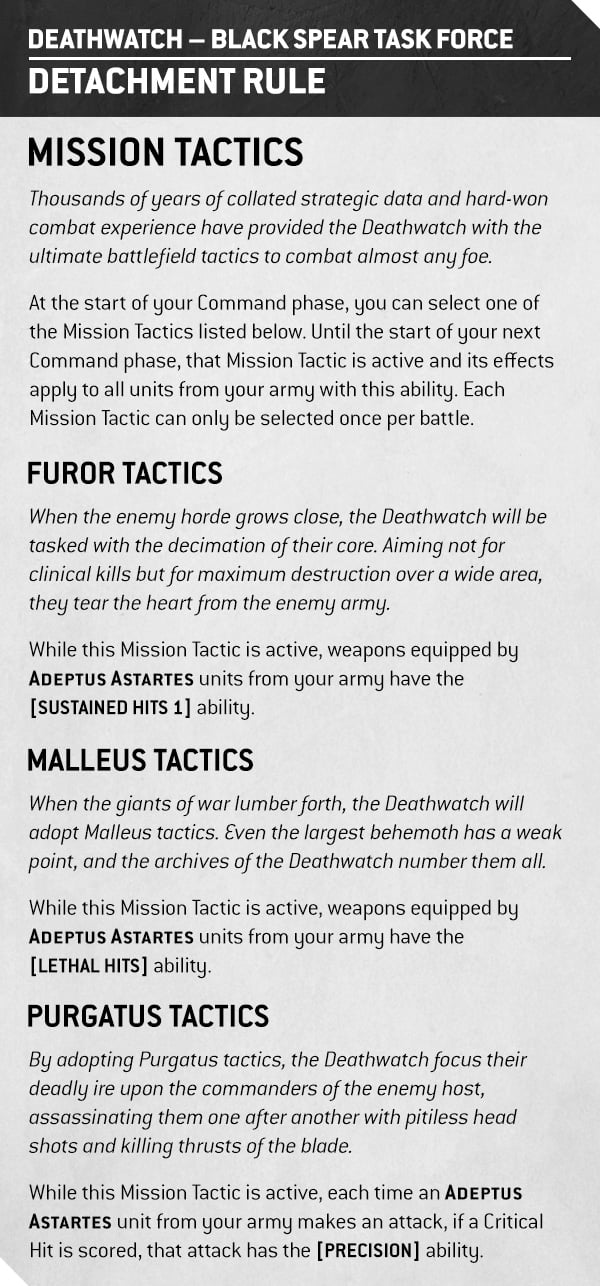 Warhammer 40k Space Marine Chapters Faction Focus Mission Tactics Detachment Rule
