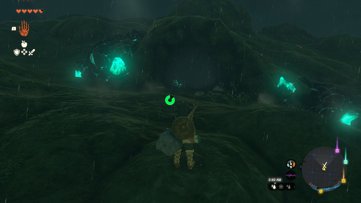 Link faces the entrance to the Crenel Hills Cave in Zelda: Tears of the Kingdom