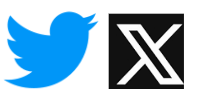An image with Twitter's earlier "bird" logo and the new "X" logo. 