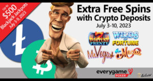 Everygame Poker дарує 20 додаткових безкоштовних обертань із депозитами в криптовалюті з 3 по 10 липня