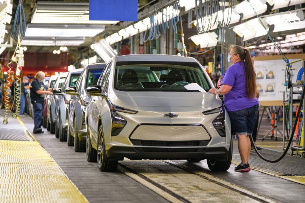 2022 Chevy Bolt inspection line at Orion plant