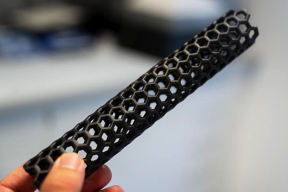 3D printed model of a carbon nanotube, the main building block for the new biosensors. Unlike in this 3D printed model, the real nanotubes are 100,000 times thinner than a human hair. CREDIT
RUB, Marquard