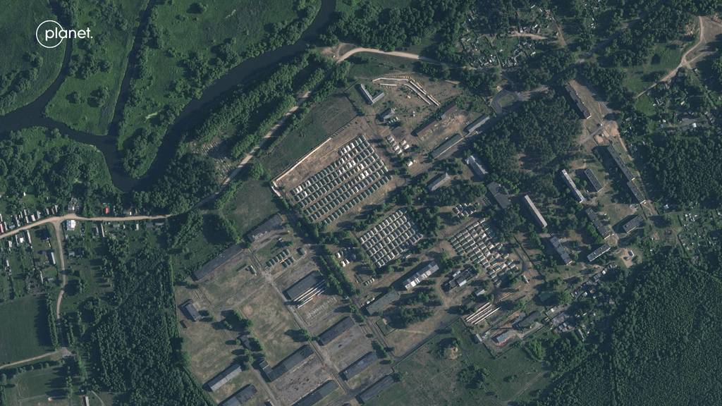 Satellite photos suggest Belarus is building military camp site