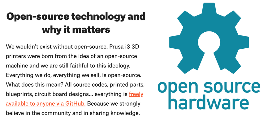screenshot of open-source hardware logo and text on why it's important