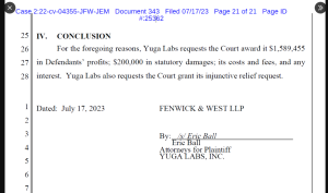 Yuga Labs nostaa uuden oikeusjutun Ryder Rippsiä vastaan ​​– vaatii 1.6 miljoonaa dollaria RR/BAYC NFT:n voitosta