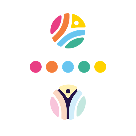 Throughline Learning logo with rainbow color palette
