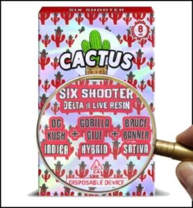Une variété de cannabis indica, sativa et hybride pré-chargée dans un stylo vape ? - Revue de Cactus Six Shooter