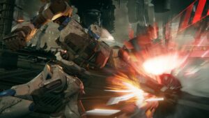 Игрок Armored Core 6 осматривает его невероятный арсенал оружия, базук, ракет и мечей, говорит «нет» и вместо этого бьет его кулаками.
