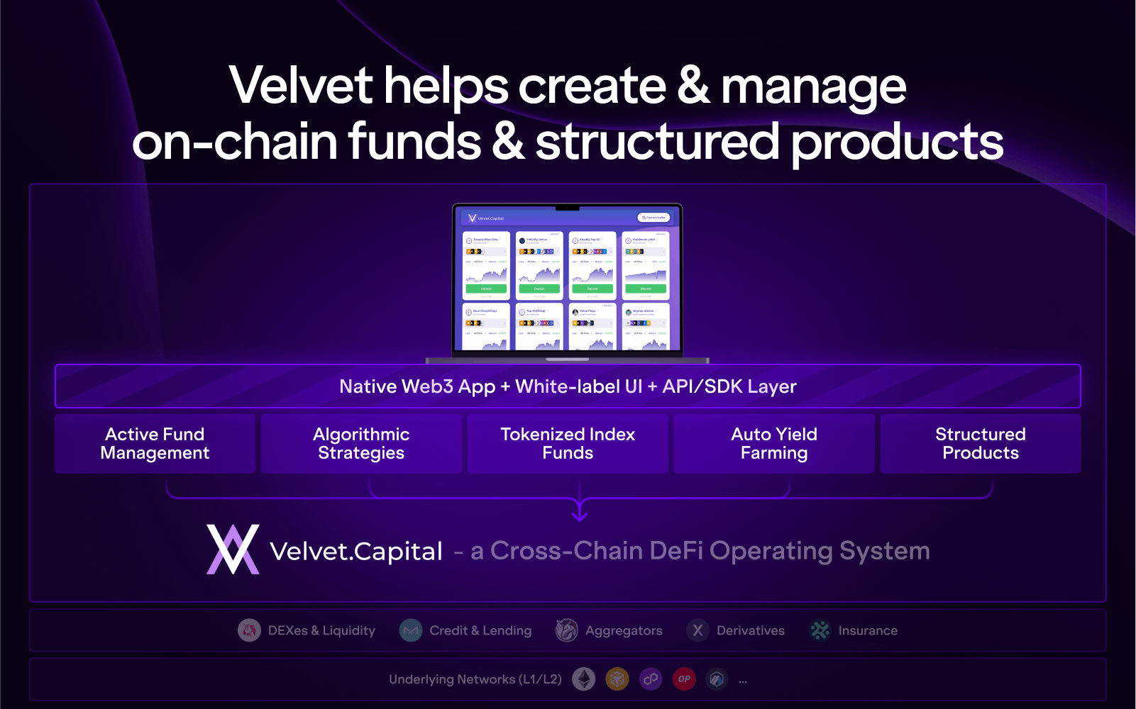 A Velvet lehetővé teszi a láncok közötti DeFi műveleteket az eszközkezelők számára. Forrás: Velvet Capital