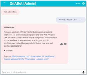 Iseteeninduse küsimustele vastamise juurutamine QnABot on AWS-i lahendusega, mida toetab Amazon Lex koos Amazon Kendra ja suurte keelemudelitega | Amazoni veebiteenused