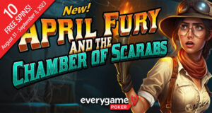 Everygame Poker belönar spelare med 10 gratissnurr på nya Betsofts spelautomat "April Fury and the Chamber of Scarabs"