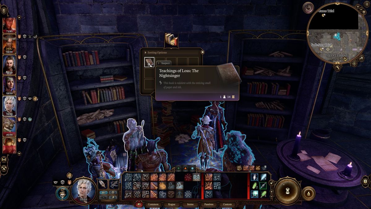 Baldur’s Gate 3 finding the Teachings of Loss: The Nightsinger book in the Silent Library