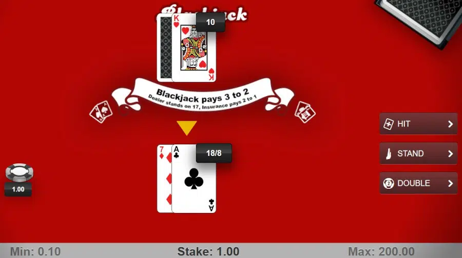 Blackjack hit the deal button
