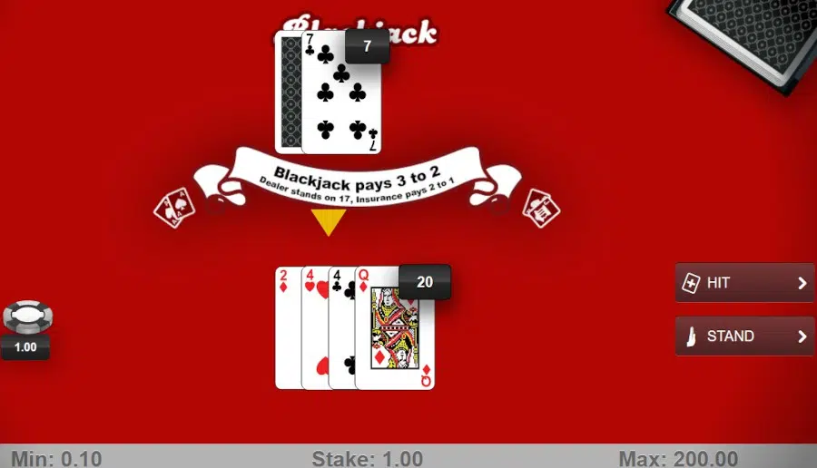 Blackjack stand button
