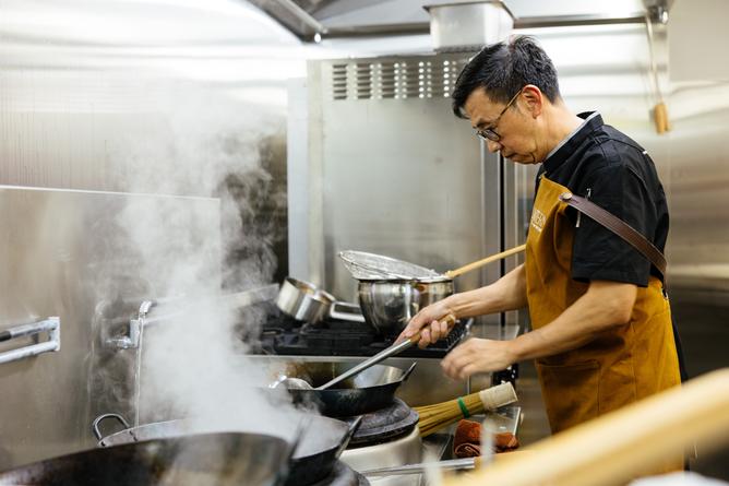 Chef Ricky Kwok in the kitchen at Lantern at the Quay.